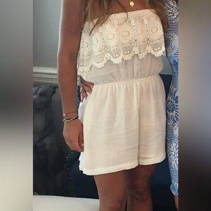 White Patrons of Peace Lace Romper